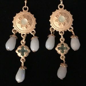 Frosted Gold Bead Chandelier Earrings